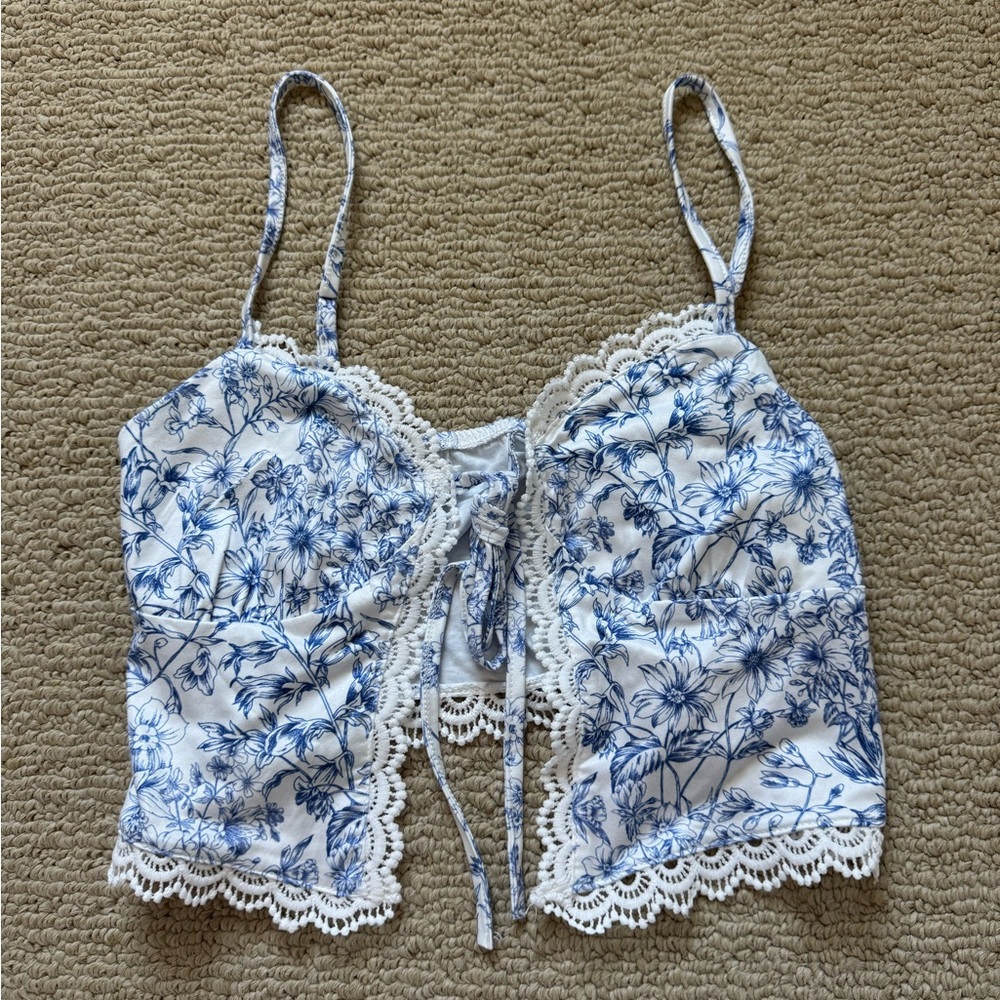 Floral Lace Trim Camisole Top